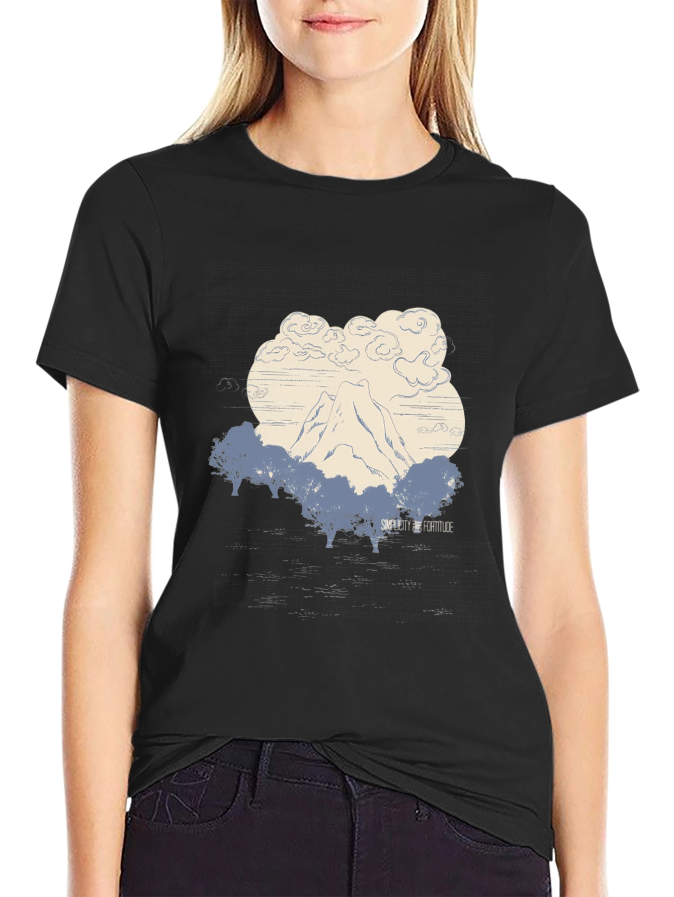 Mountain Graphic Tee - Black Cotton Comfort