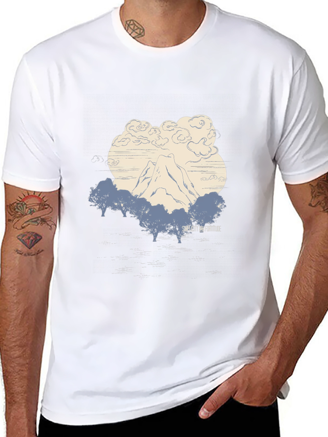 Mountain Graphic Tee - Black Cotton Comfort