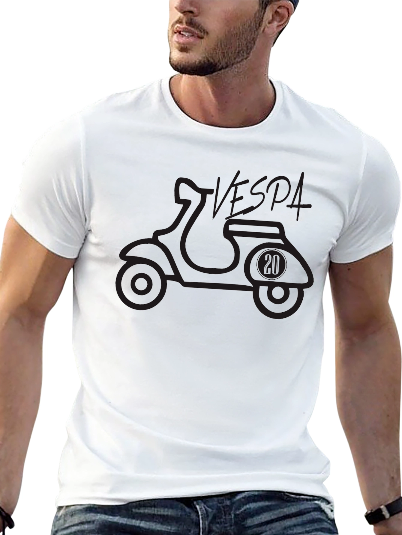 Vespa Scooter Graphic Tee - Black Cotton T-Shirt