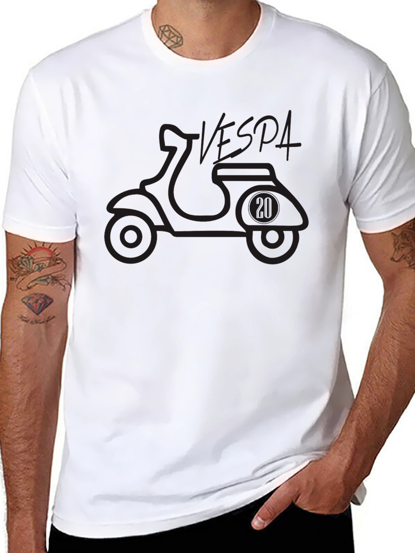 Vespa Scooter Graphic Tee - Black Cotton T-Shirt