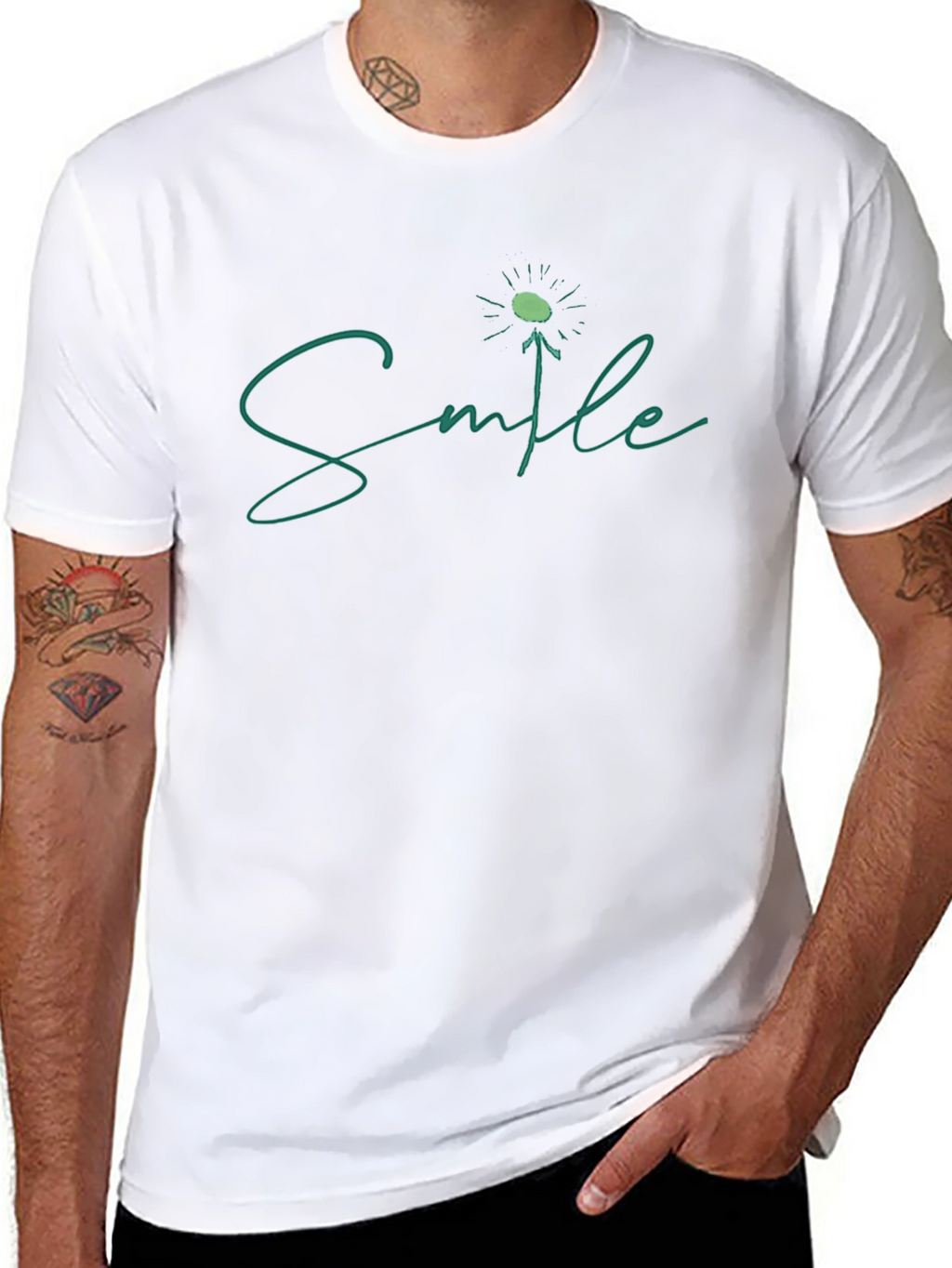 Smile Dandelion Graphic Tee - Black