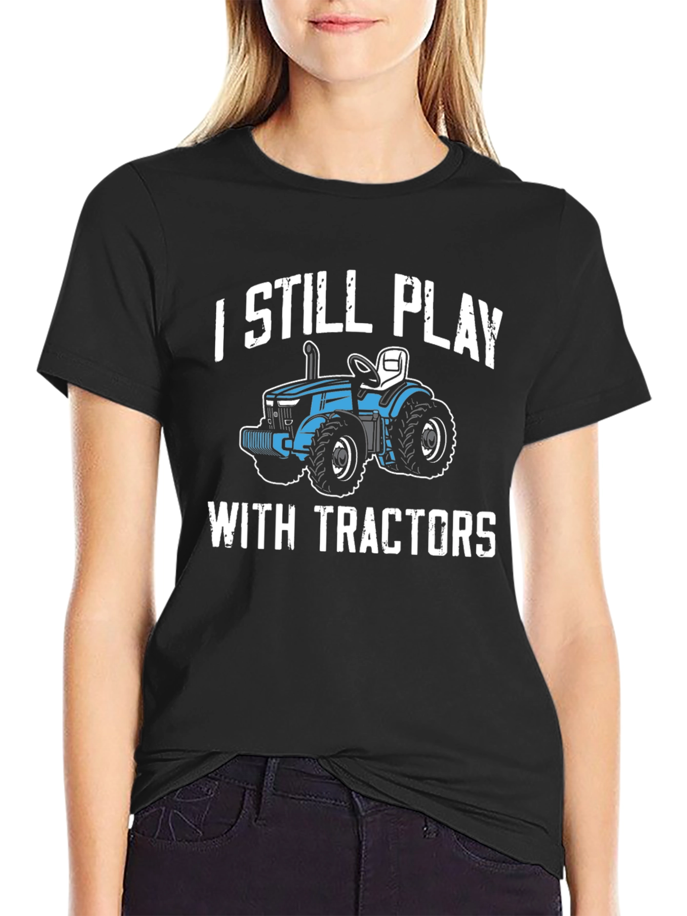 I Still Play With Tractors Graphic Tee - Black