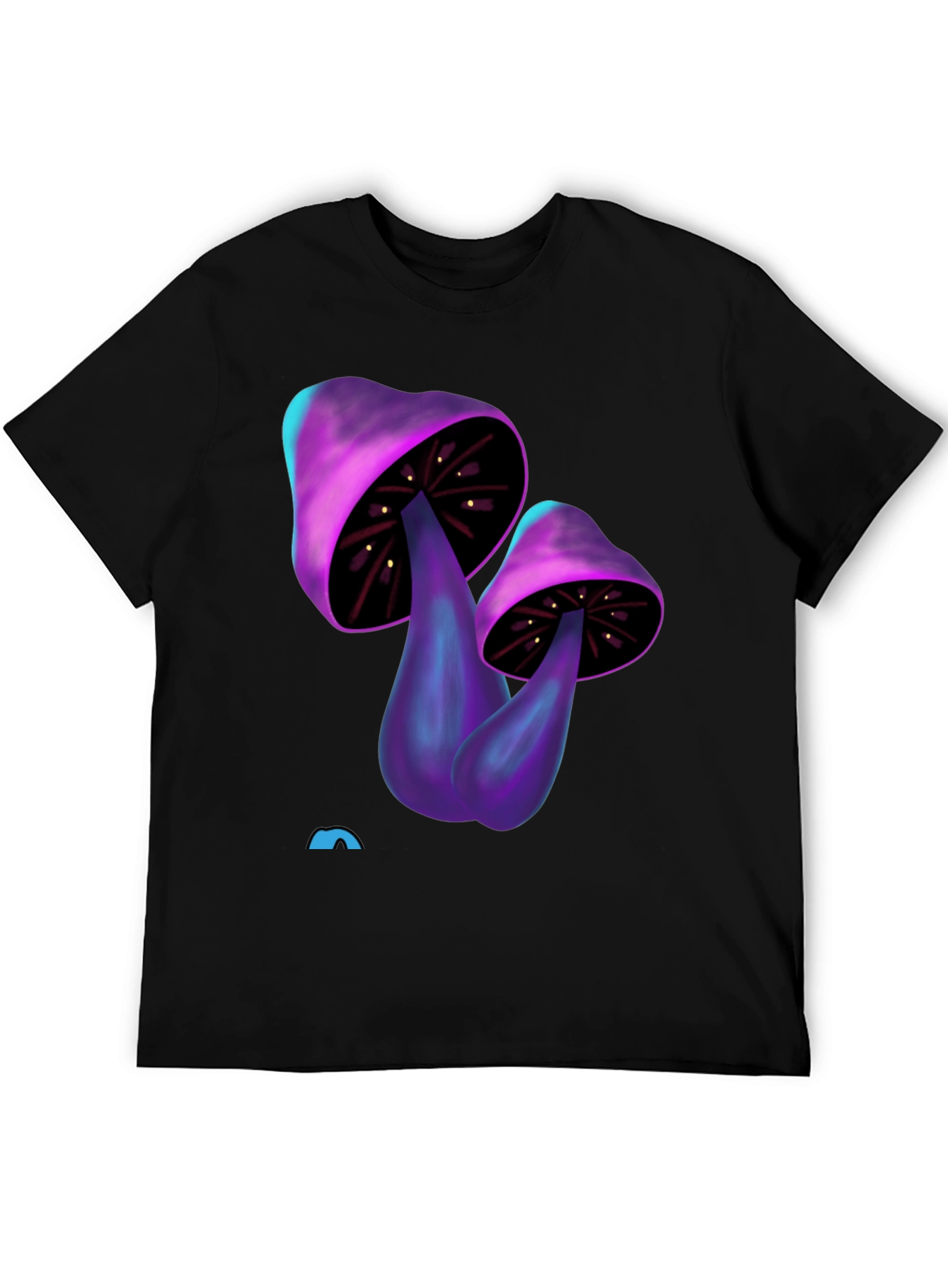 Psychedelic Mushroom Graphic Tee - Black Cotton T-Shirt