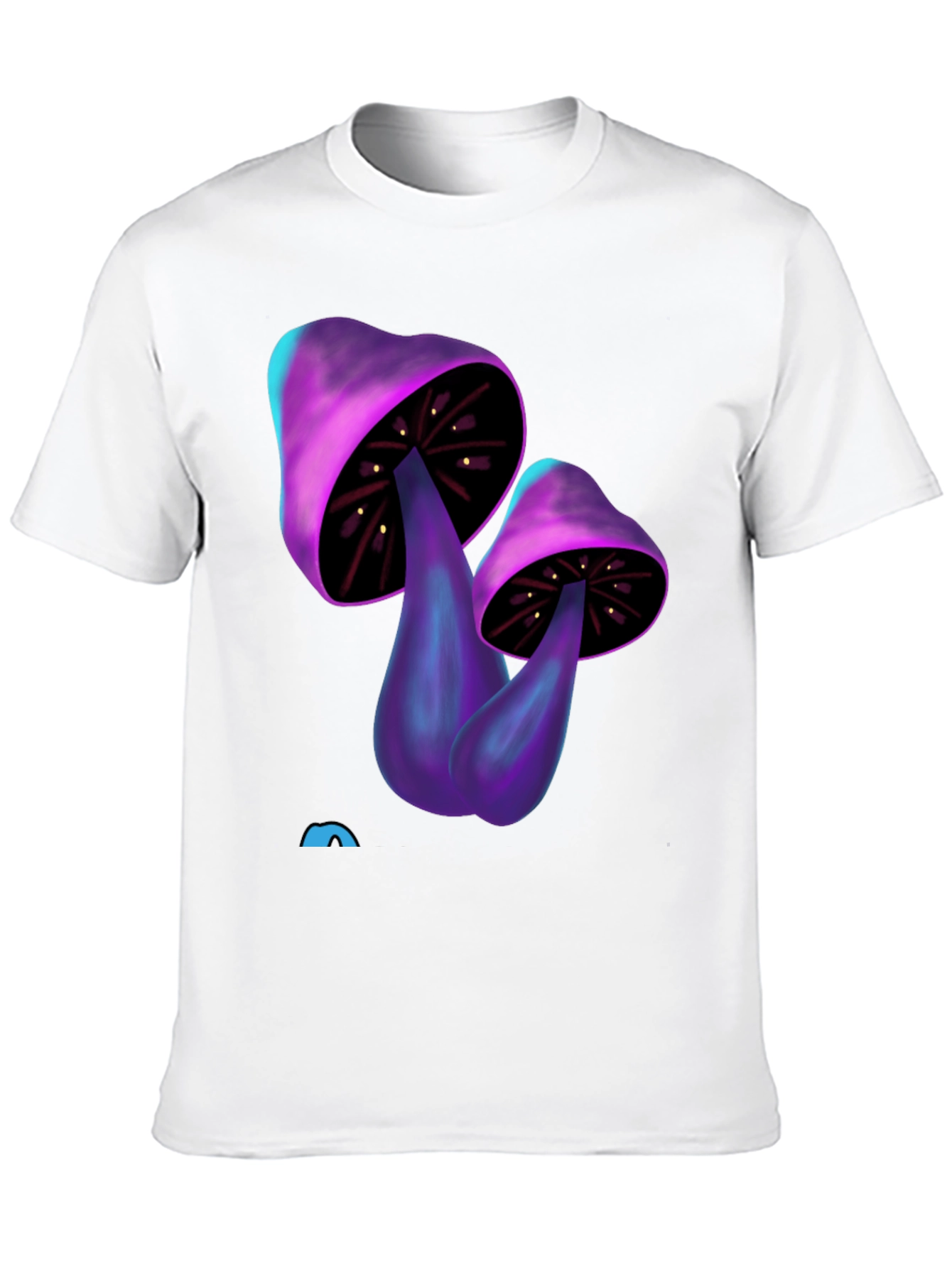 Psychedelic Mushroom Graphic Tee - Black Cotton T-Shirt
