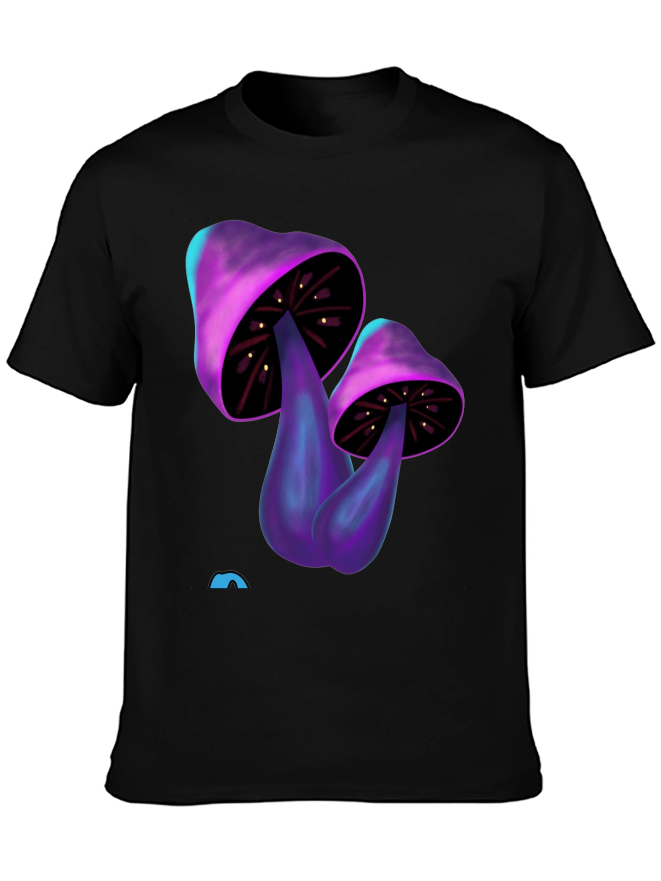 Psychedelic Mushroom Graphic Tee - Black Cotton T-Shirt
