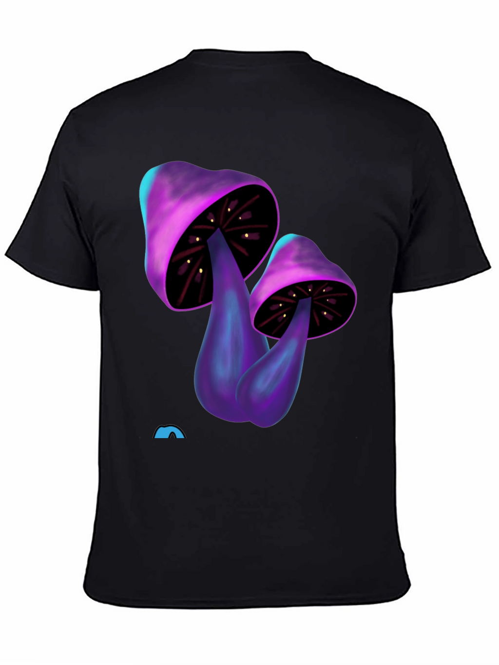 Psychedelic Mushroom Graphic Tee - Black Cotton T-Shirt