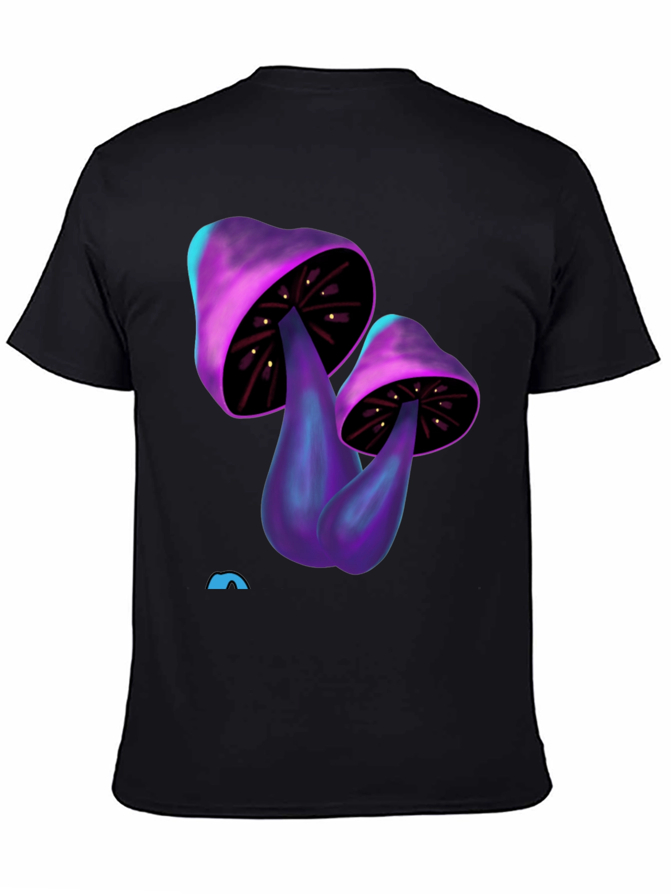 Psychedelic Mushroom Graphic Tee - Black Cotton T-Shirt