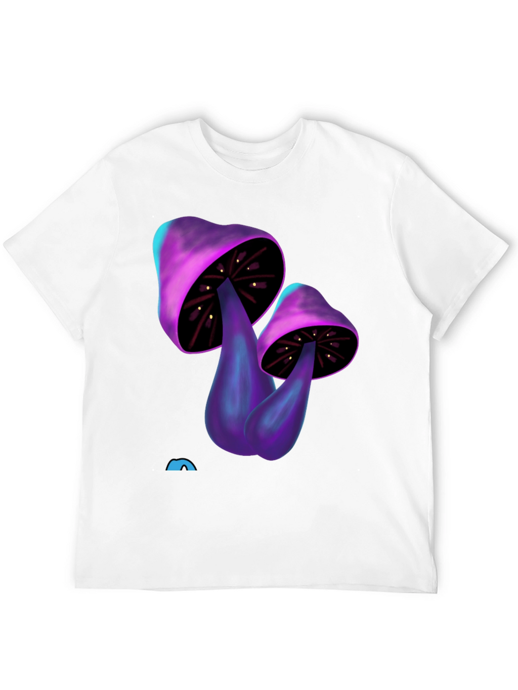Psychedelic Mushroom Graphic Tee - Black Cotton T-Shirt