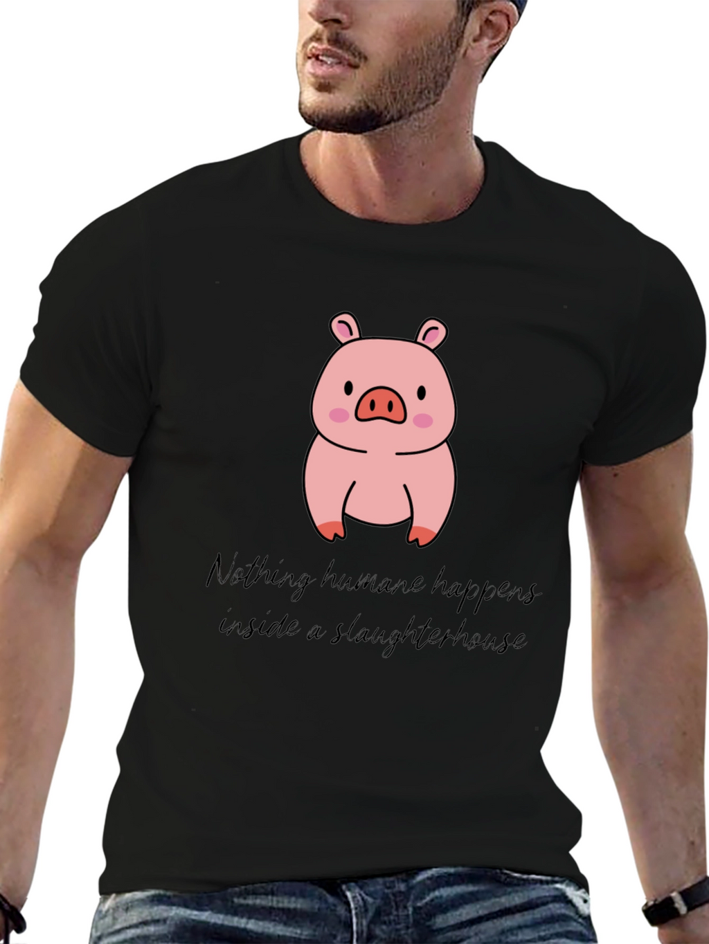 Vegan Pig T-Shirt - Nothing Humane Happens