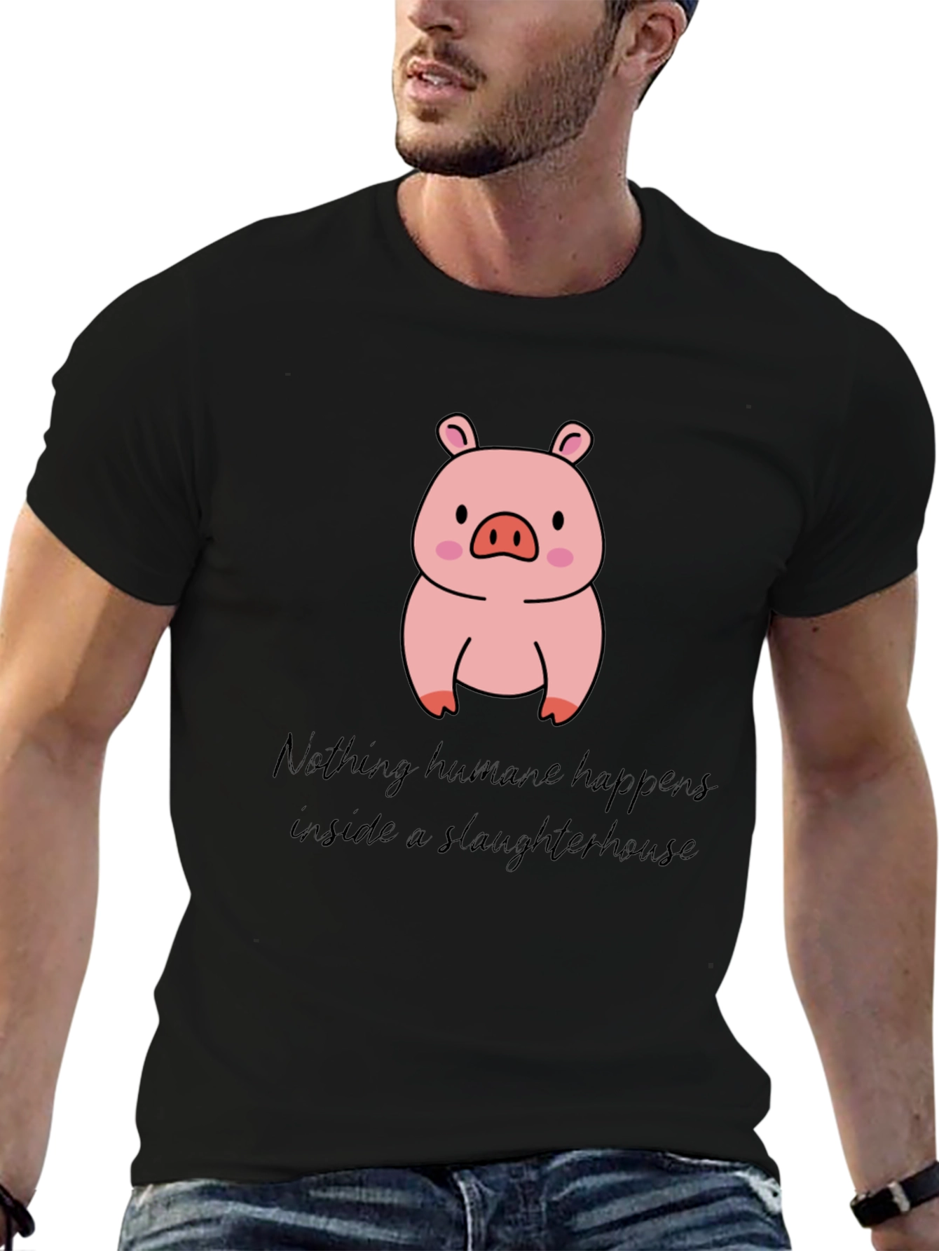 Vegan Pig T-Shirt - Nothing Humane Happens