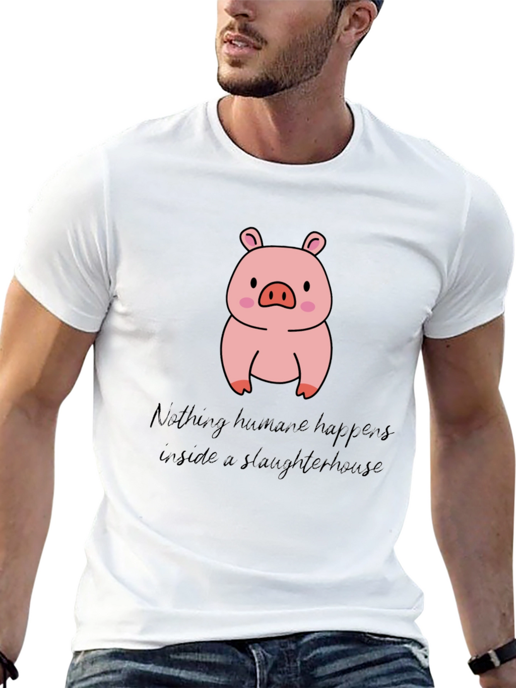 Vegan Pig T-Shirt - Nothing Humane Happens