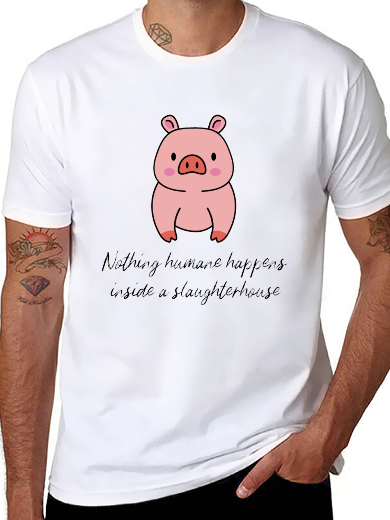 Vegan Pig T-Shirt - Nothing Humane Happens