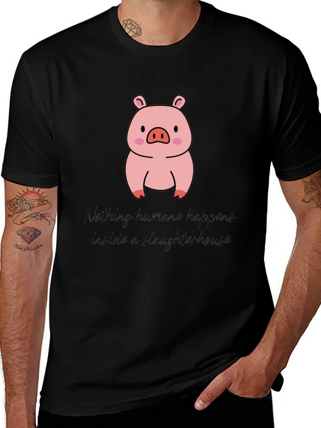 Vegan Pig T-Shirt - Nothing Humane Happens