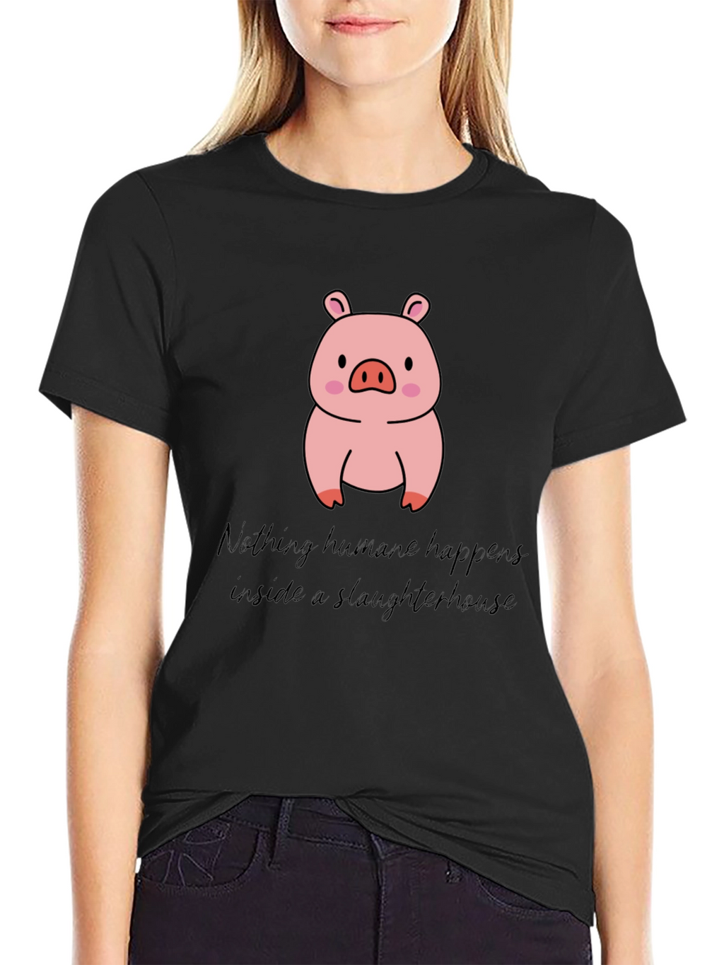 Vegan Pig T-Shirt - Nothing Humane Happens