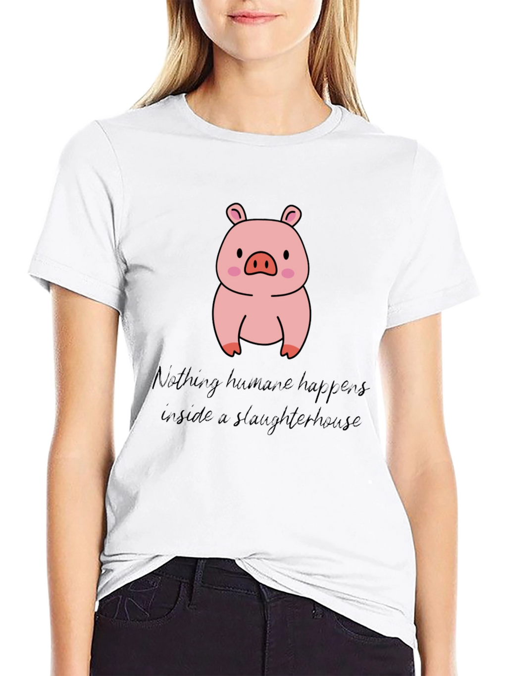 Vegan Pig T-Shirt - Nothing Humane Happens