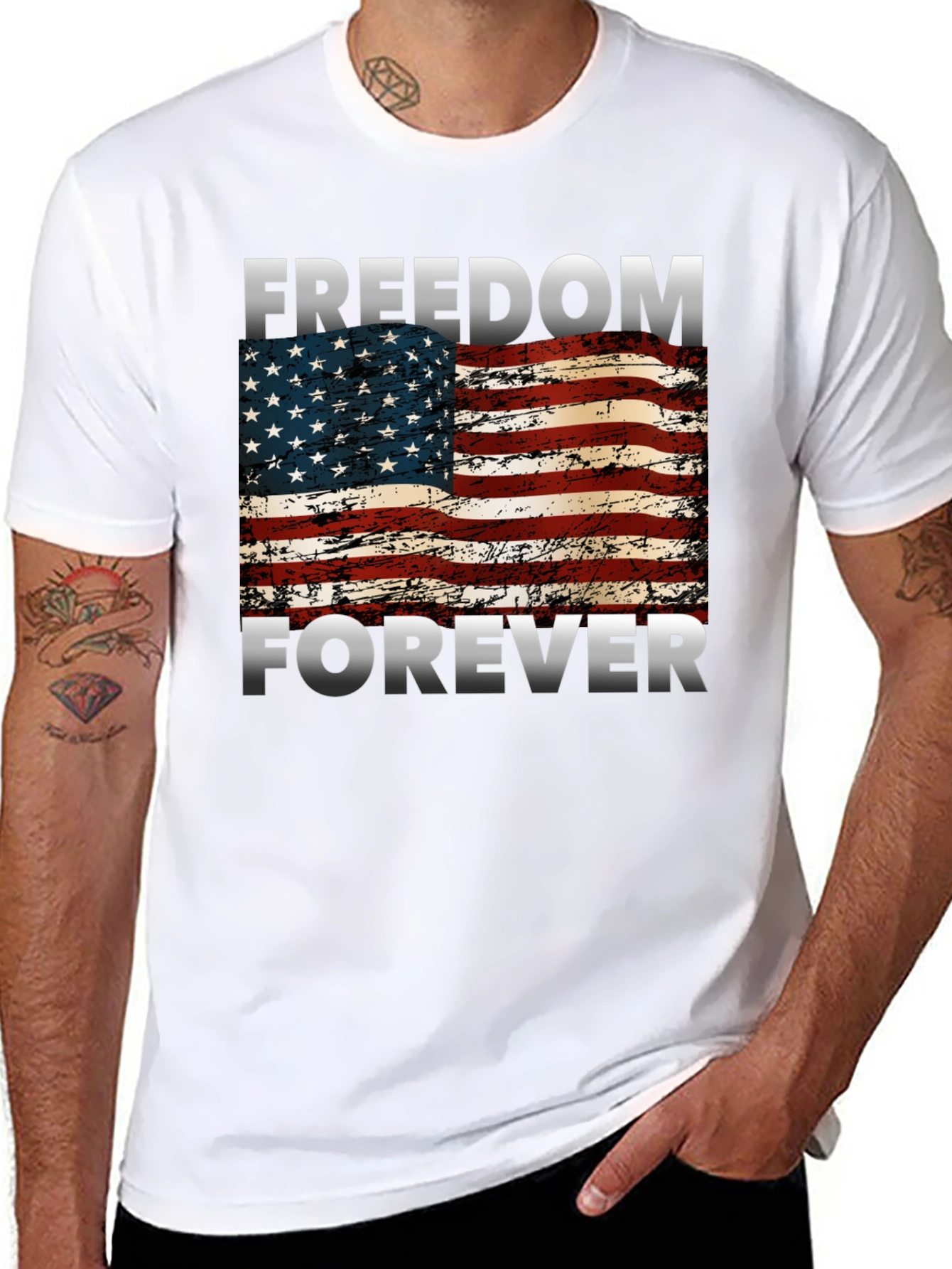 Freedom Forever American Flag Graphic T-Shirt