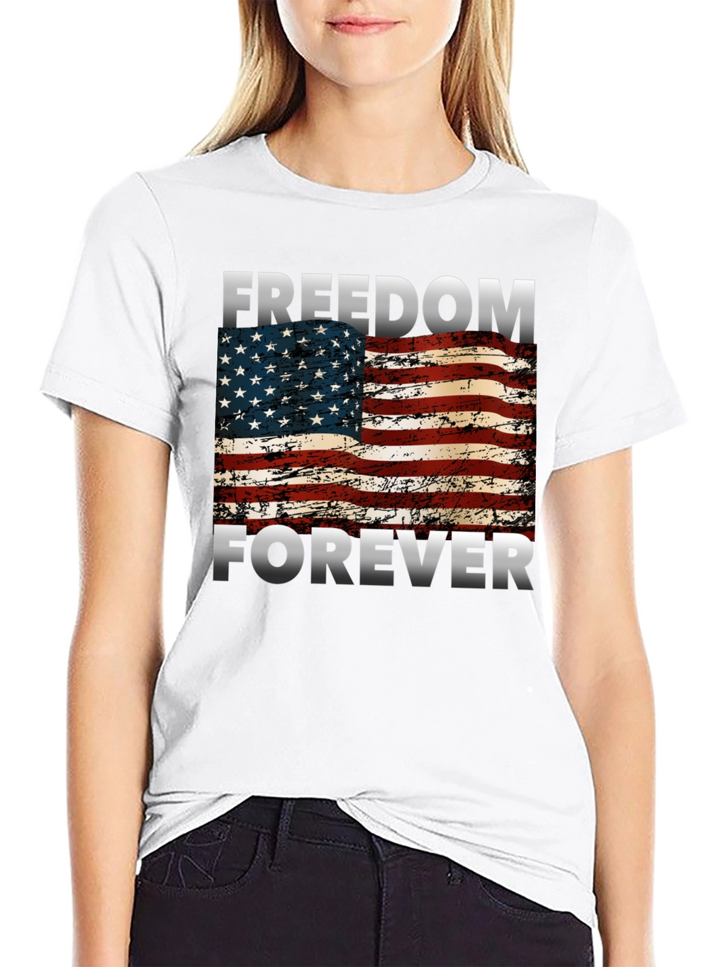 Freedom Forever American Flag Graphic T-Shirt