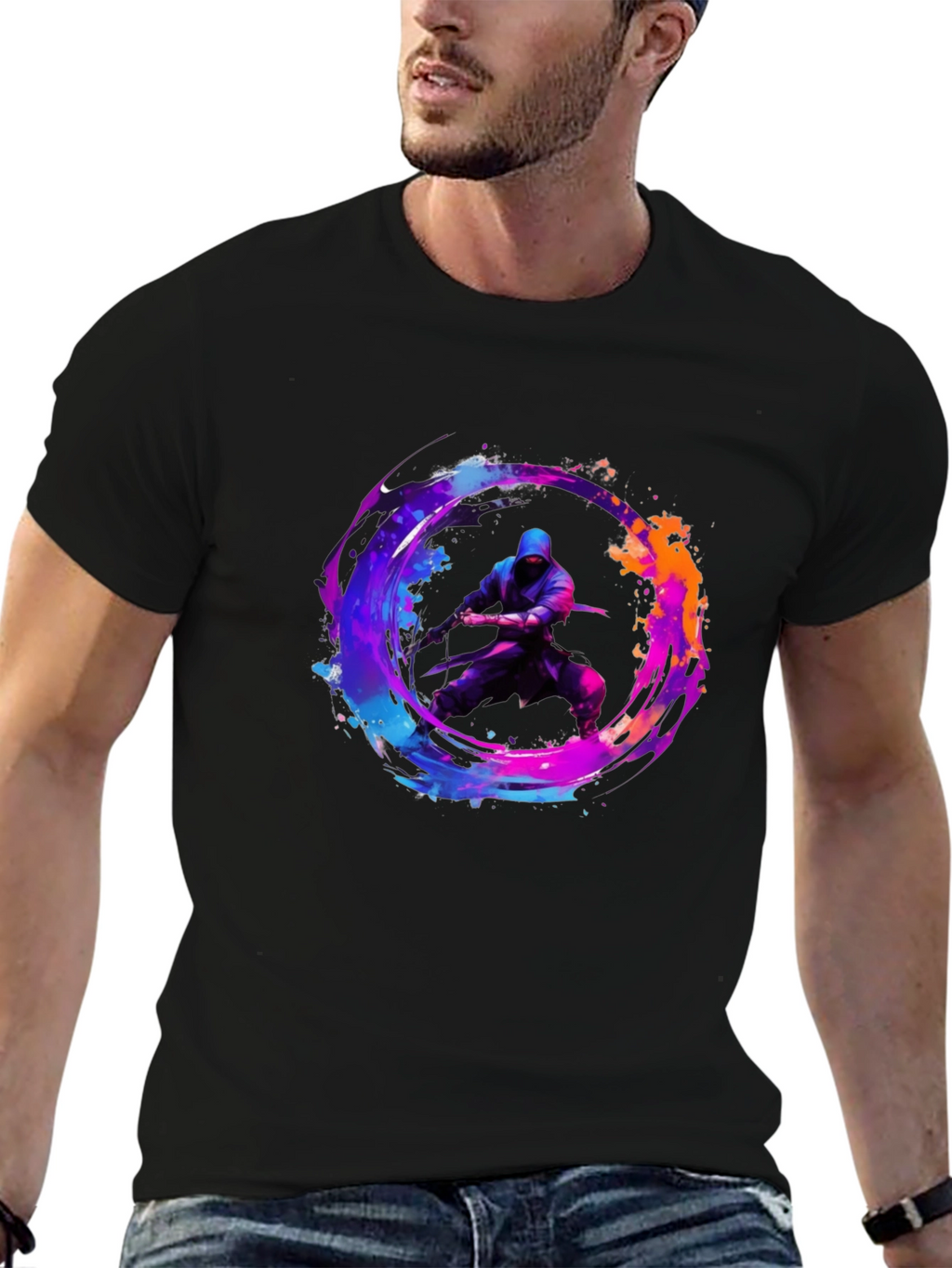 Ninja Warrior Graphic Tee - Black Cotton T-Shirt