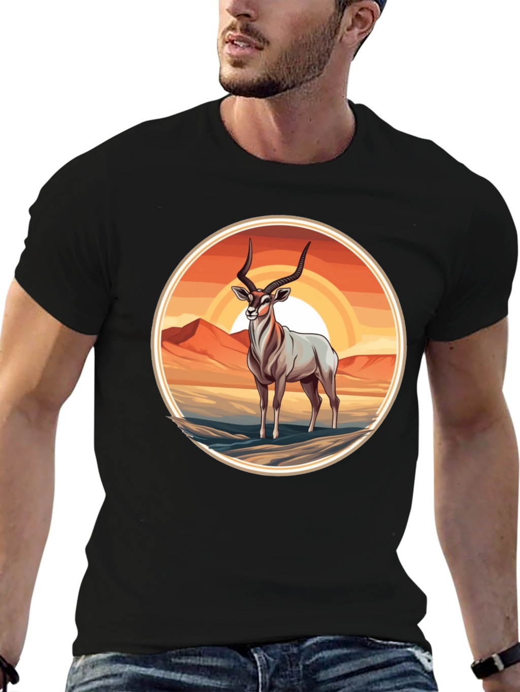 Antelope Graphic Tee - Desert Sunset Design