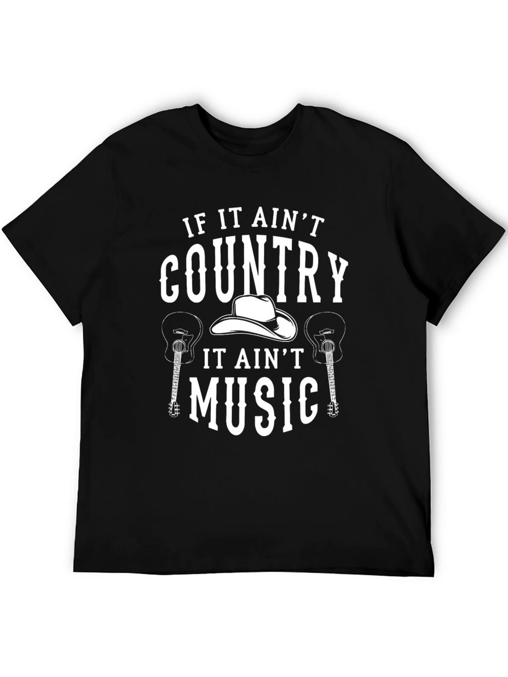 Country Music Graphic Tee - Black Cotton T-Shirt