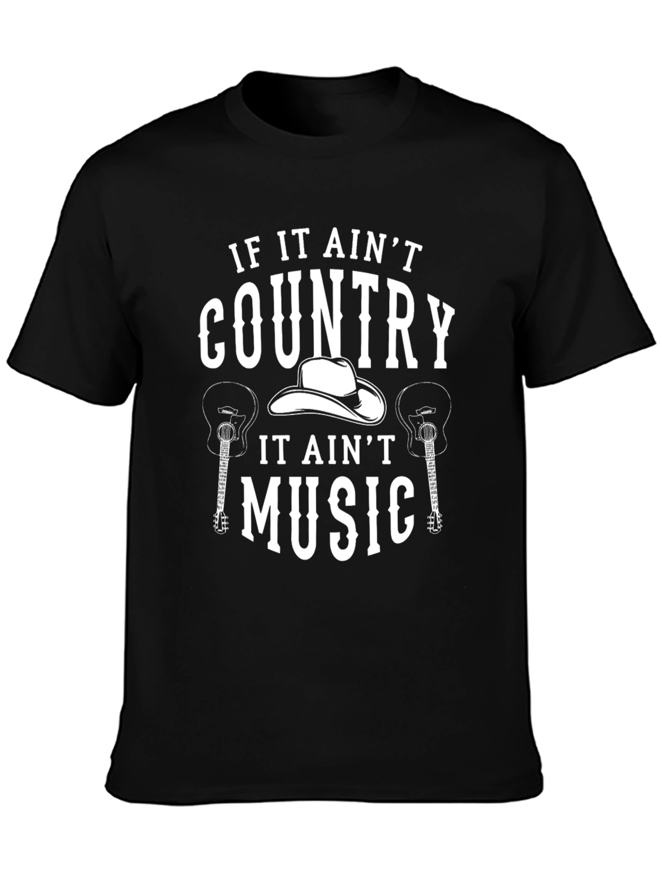 Country Music Graphic Tee - Black Cotton T-Shirt