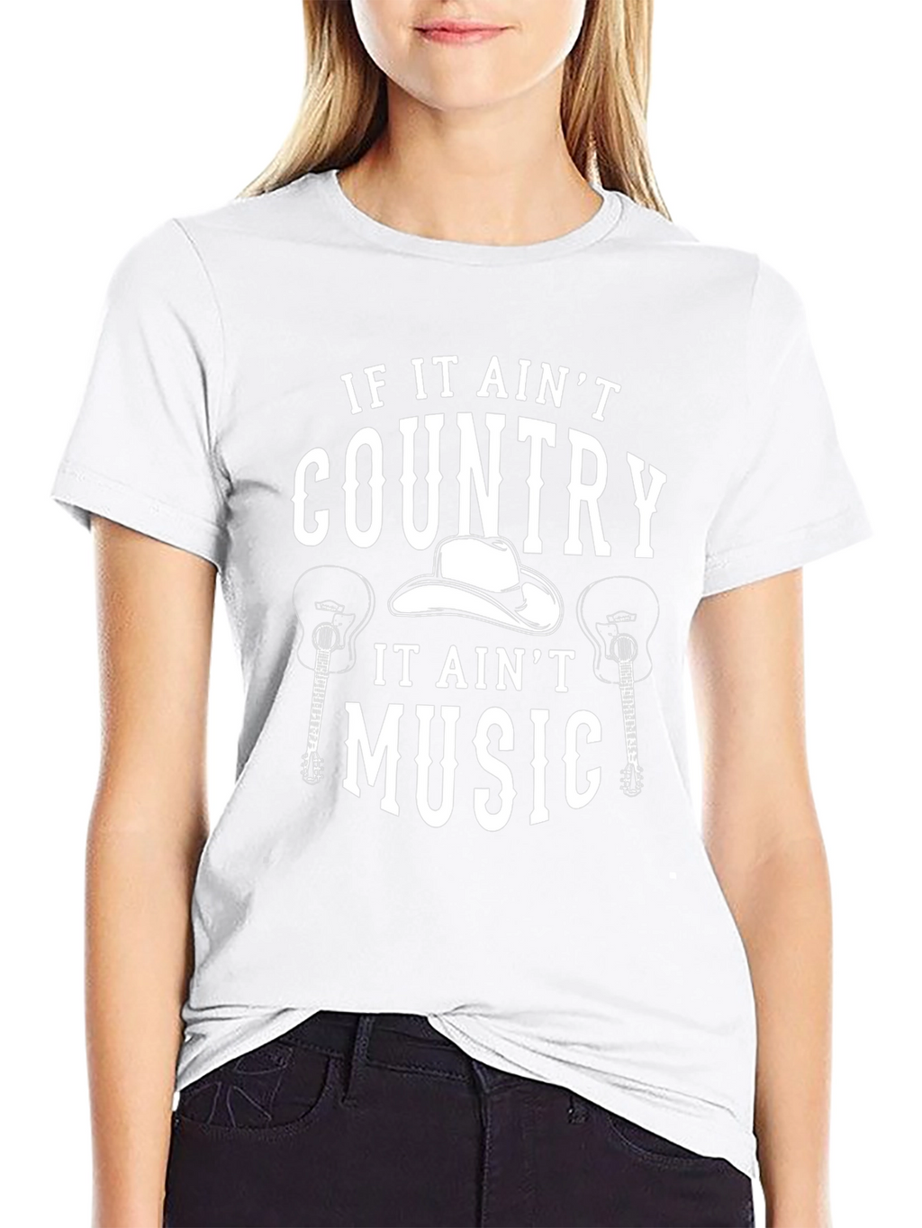Country Music Graphic Tee - Black Cotton T-Shirt