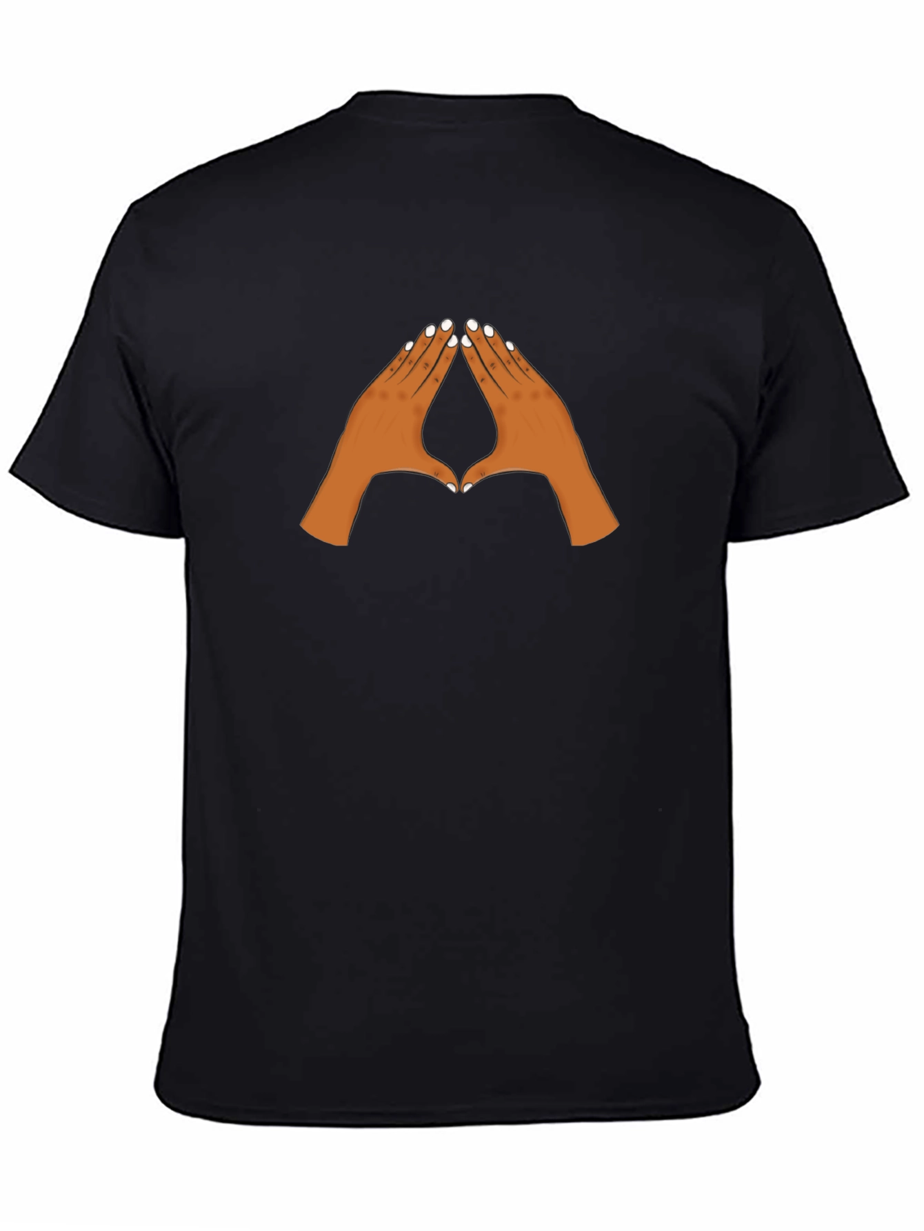 Black Graphic Tee with Pointing Hands Design