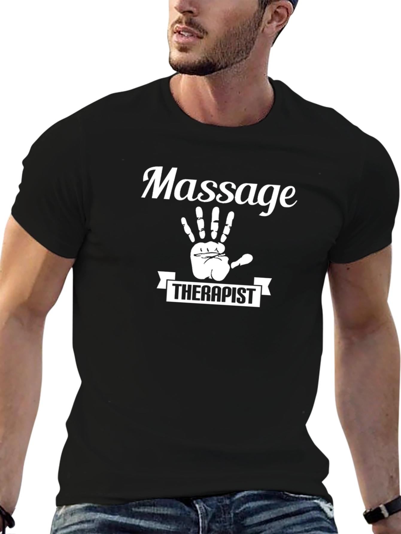 Massage Therapist T-Shirt - Black Cotton Tee
