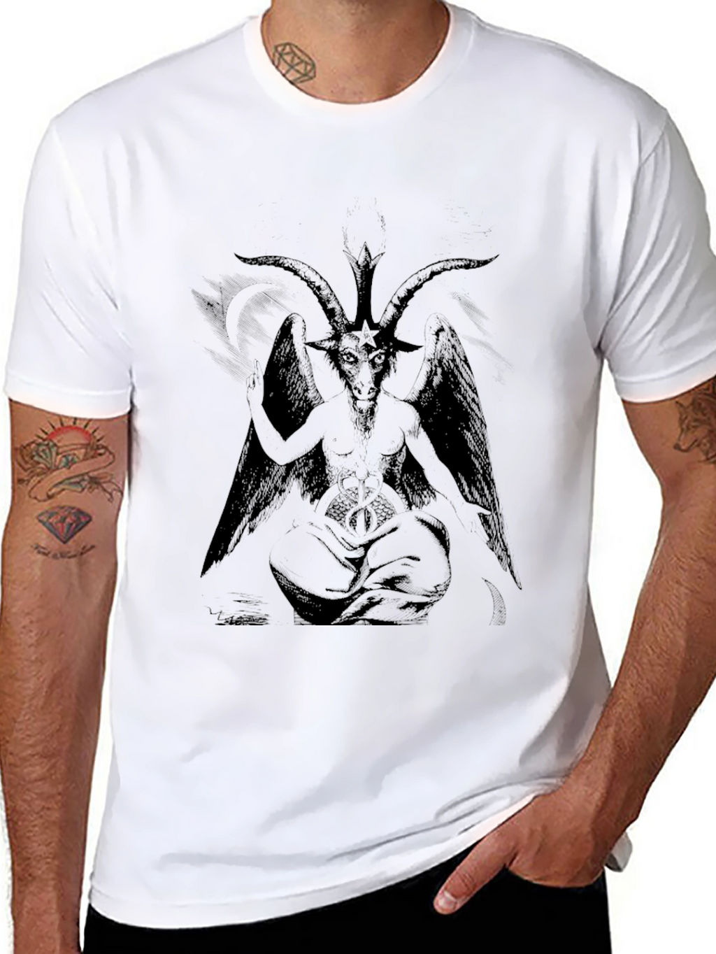 Baphomet Graphic Tee - Black Cotton T-Shirt