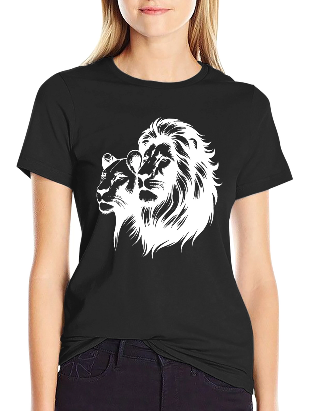 Lion Pride Graphic Tee - Black Cotton T-Shirt