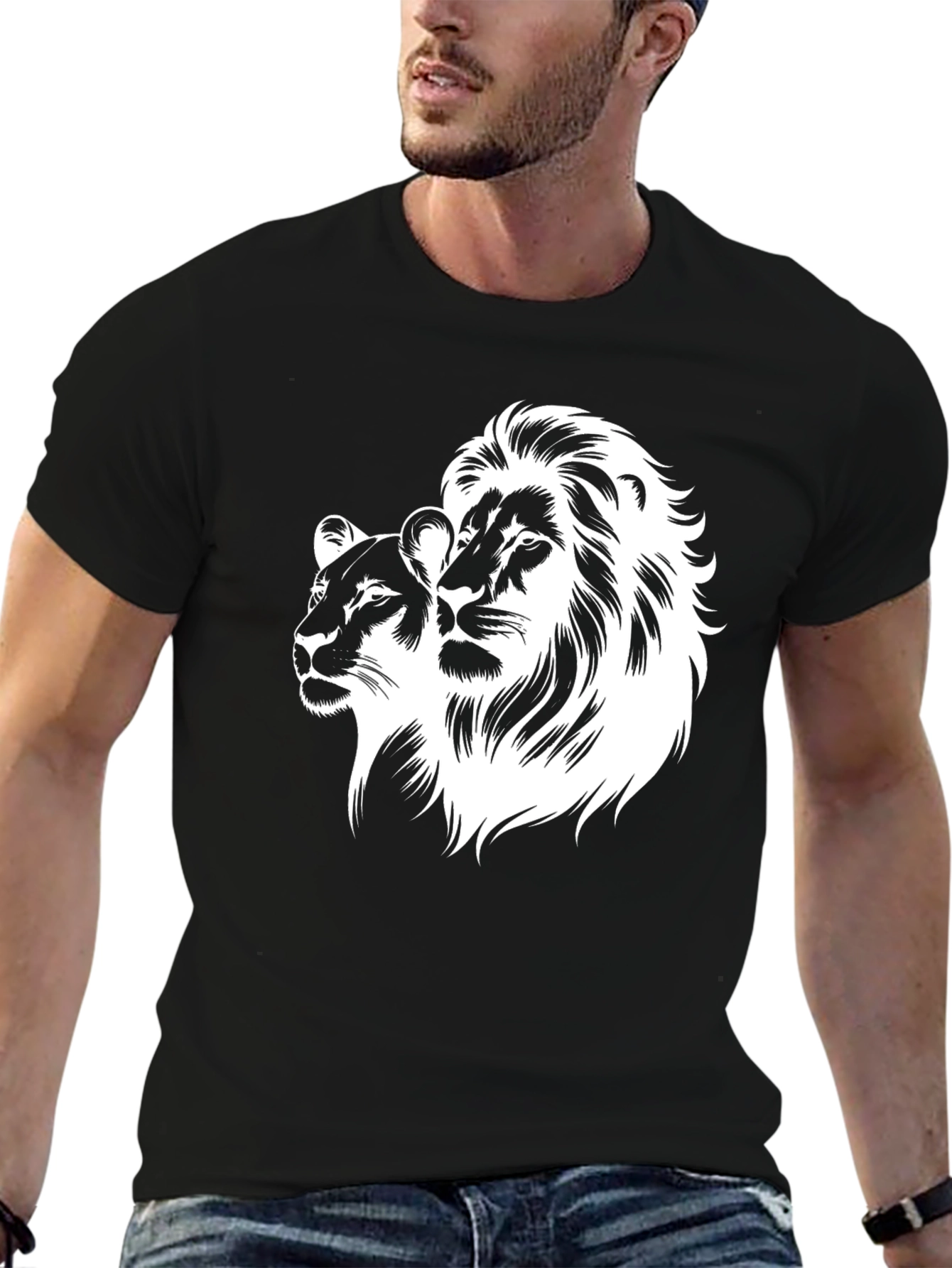 Lion Pride Graphic Tee - Black Cotton T-Shirt