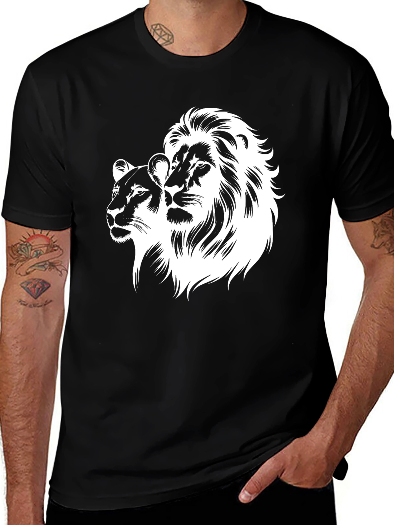 Lion Pride Graphic Tee - Black Cotton T-Shirt