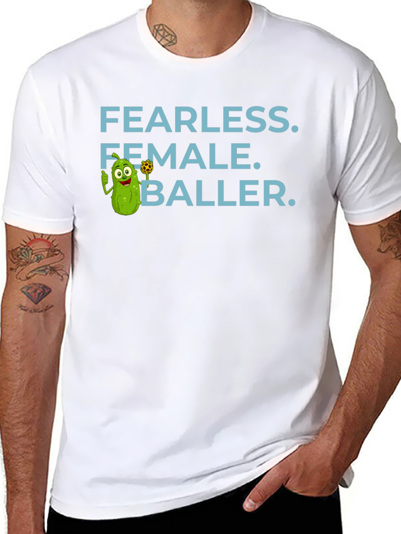 Fearless Female Baller T-Shirt - Funny Pickle Cartoon