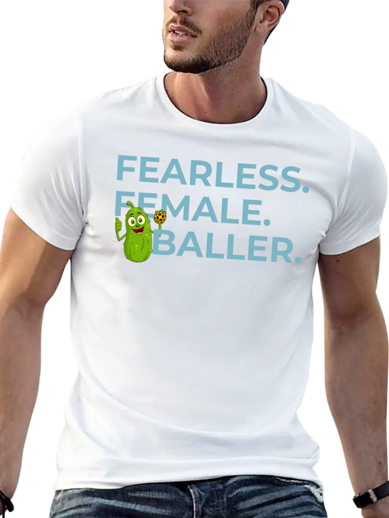 Fearless Female Baller T-Shirt - Funny Pickle Cartoon