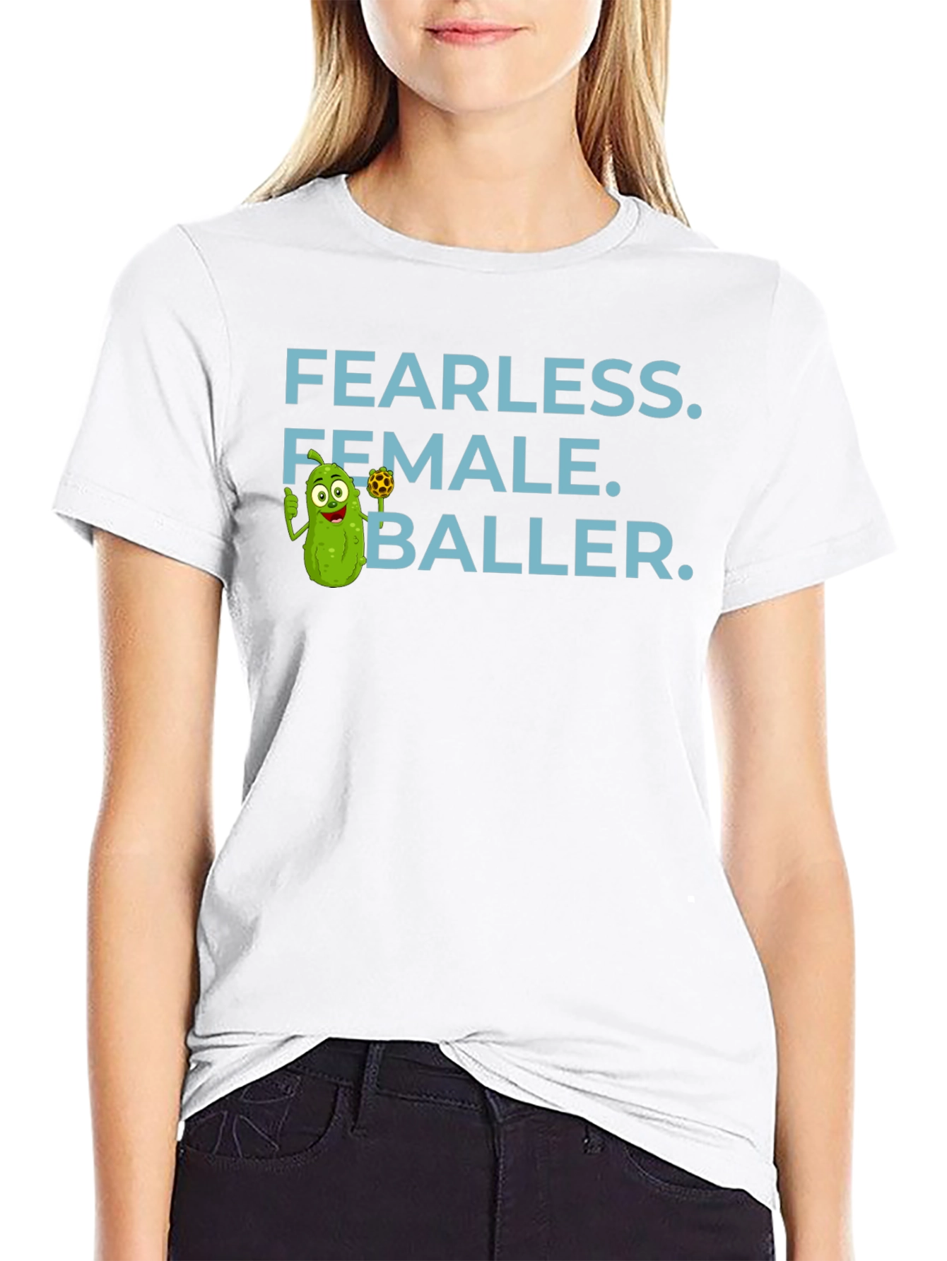 Fearless Female Baller T-Shirt - Funny Pickle Cartoon