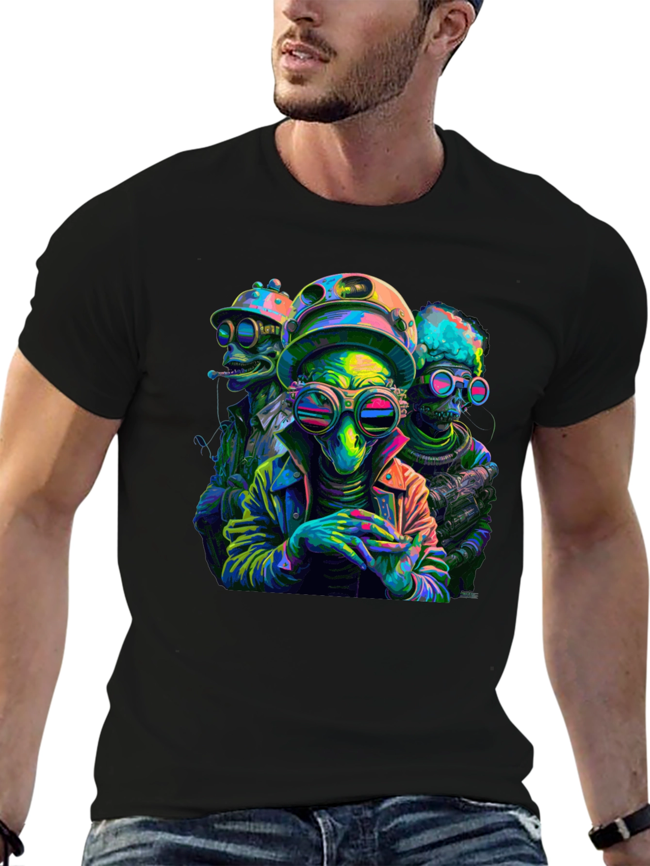 Neon Alien Crew Graphic Tee