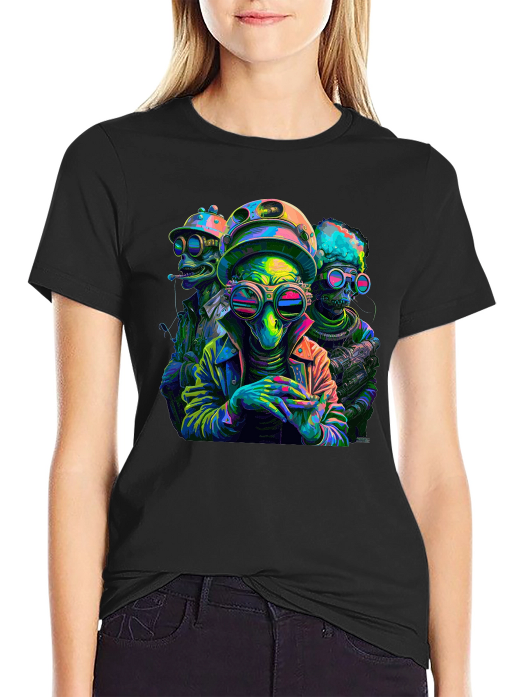 Neon Alien Crew Graphic Tee