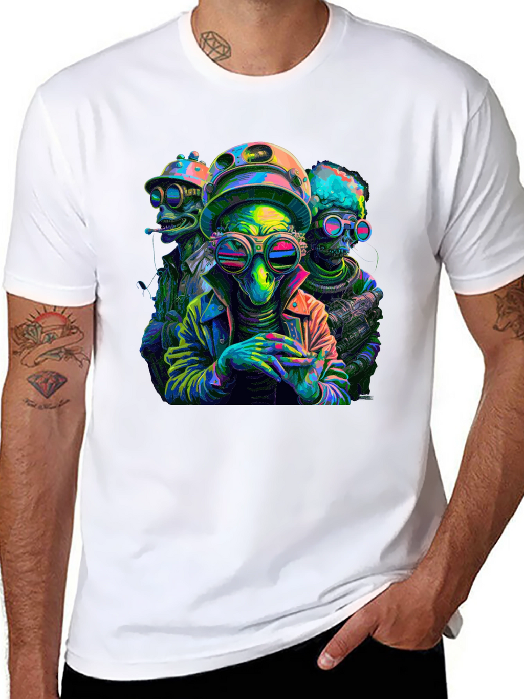 Neon Alien Crew Graphic Tee