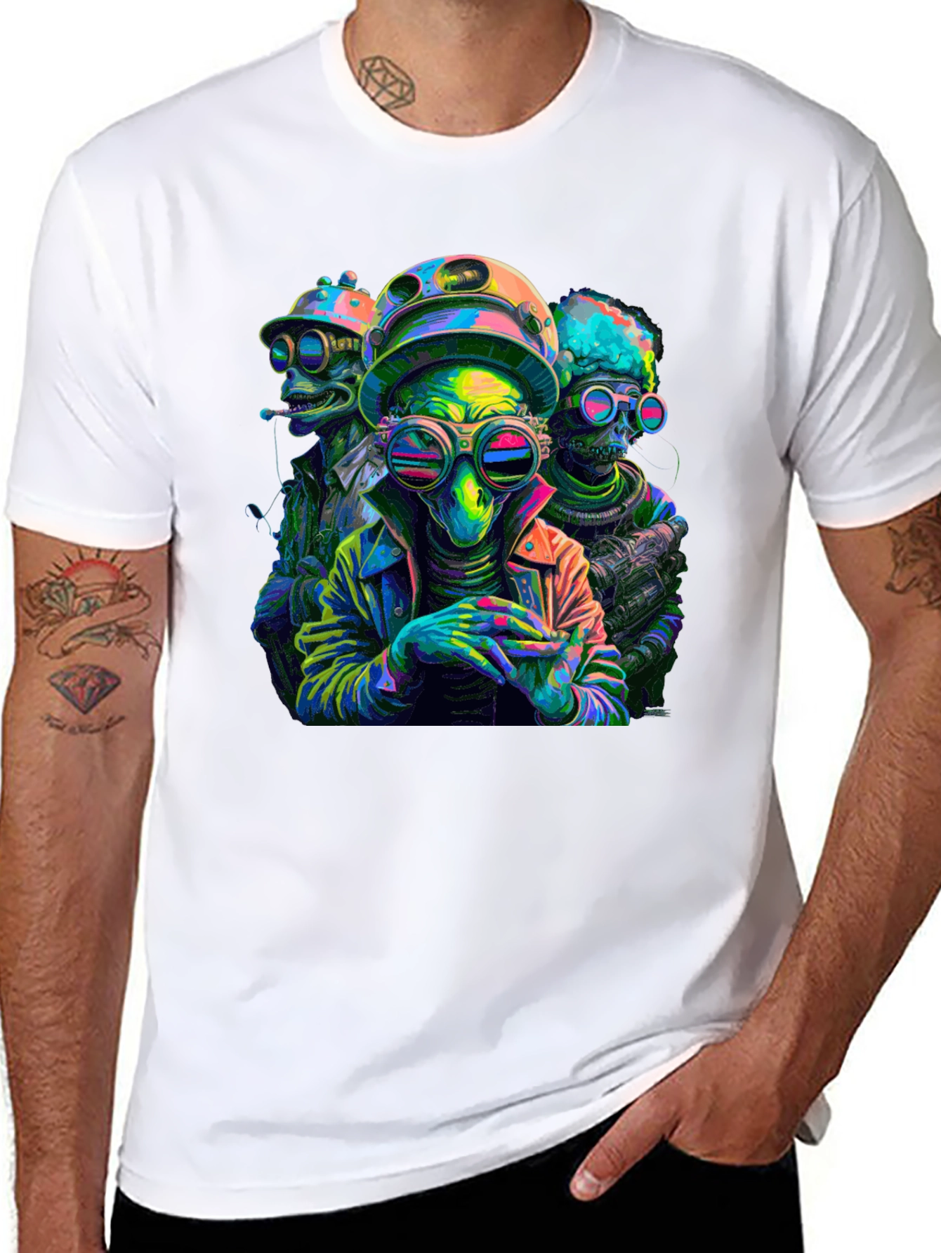 Neon Alien Crew Graphic Tee