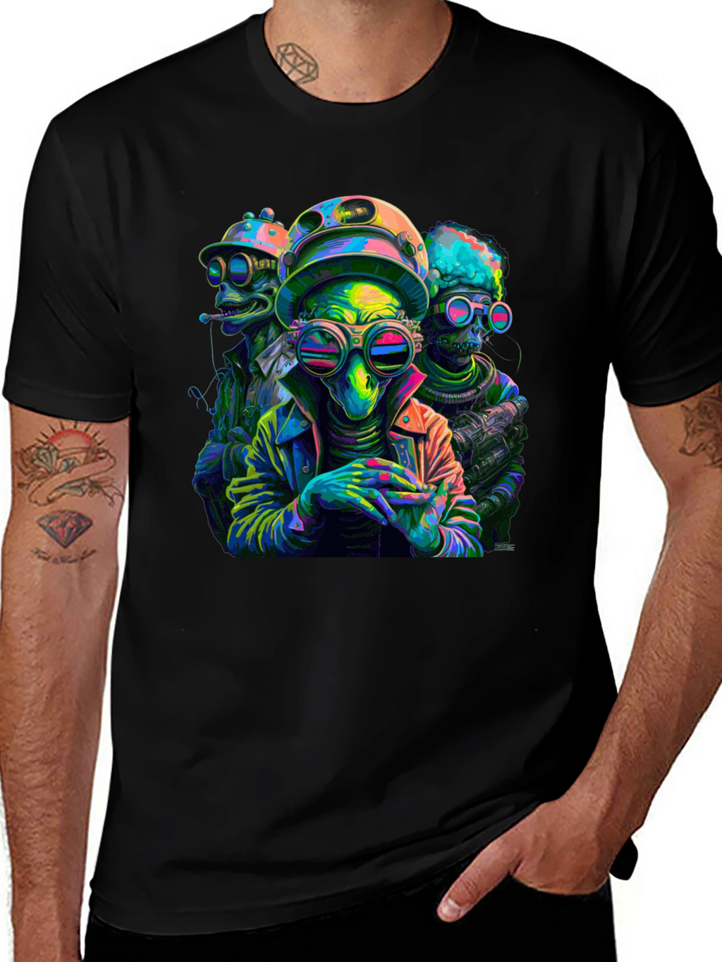 Neon Alien Crew Graphic Tee
