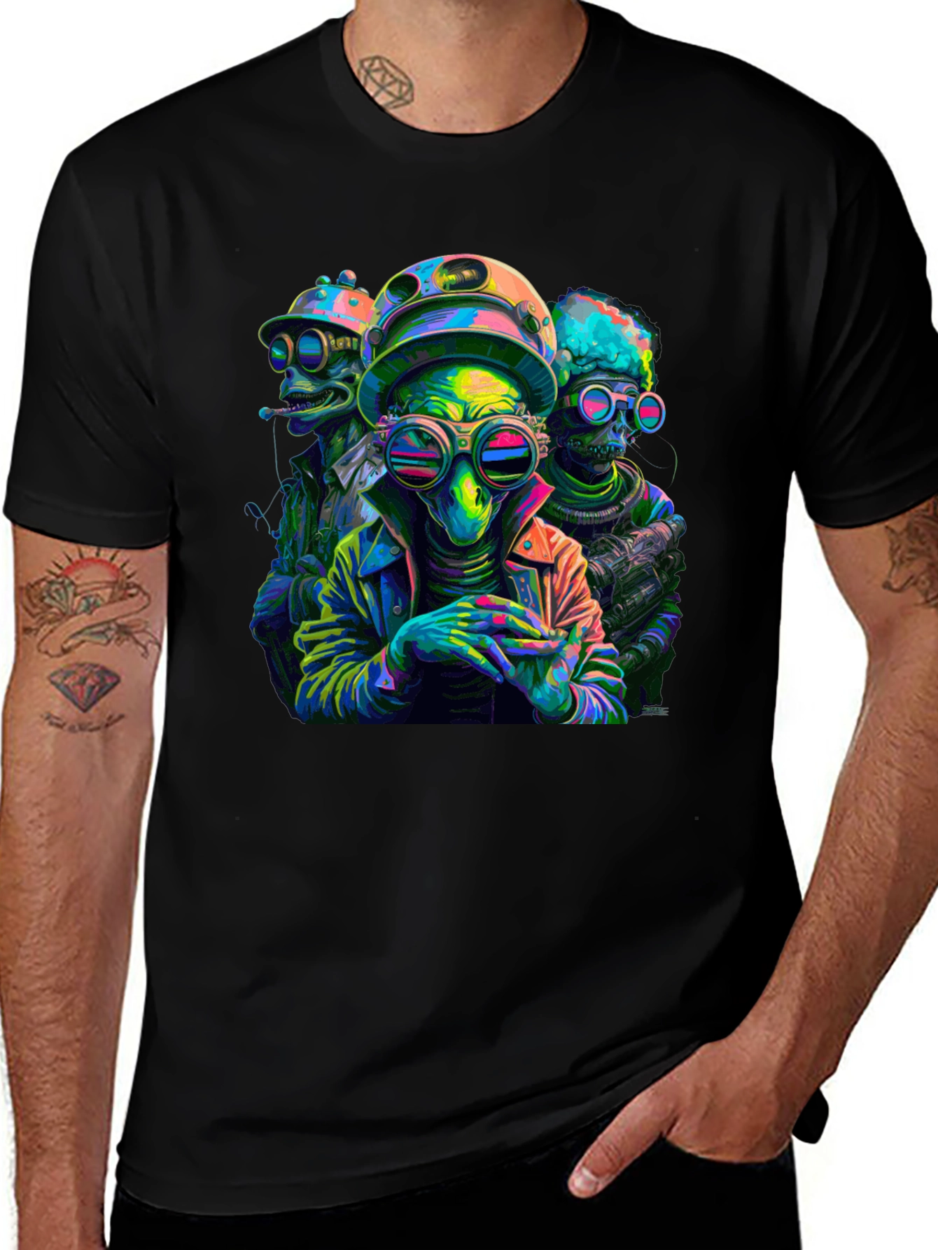 Neon Alien Crew Graphic Tee