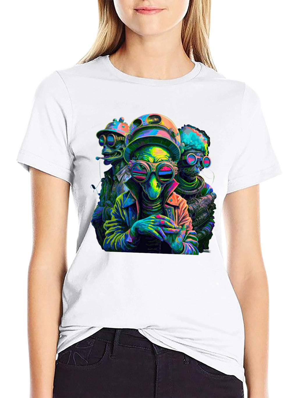 Neon Alien Crew Graphic Tee