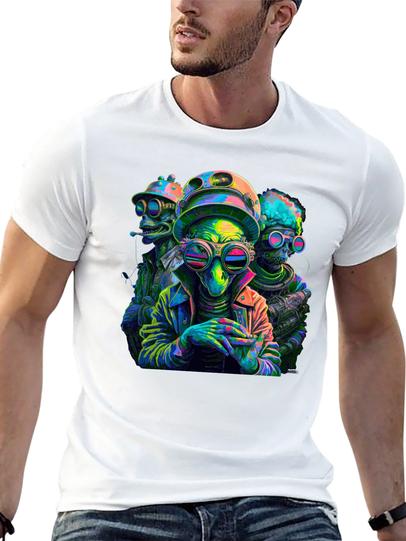Neon Alien Crew Graphic Tee