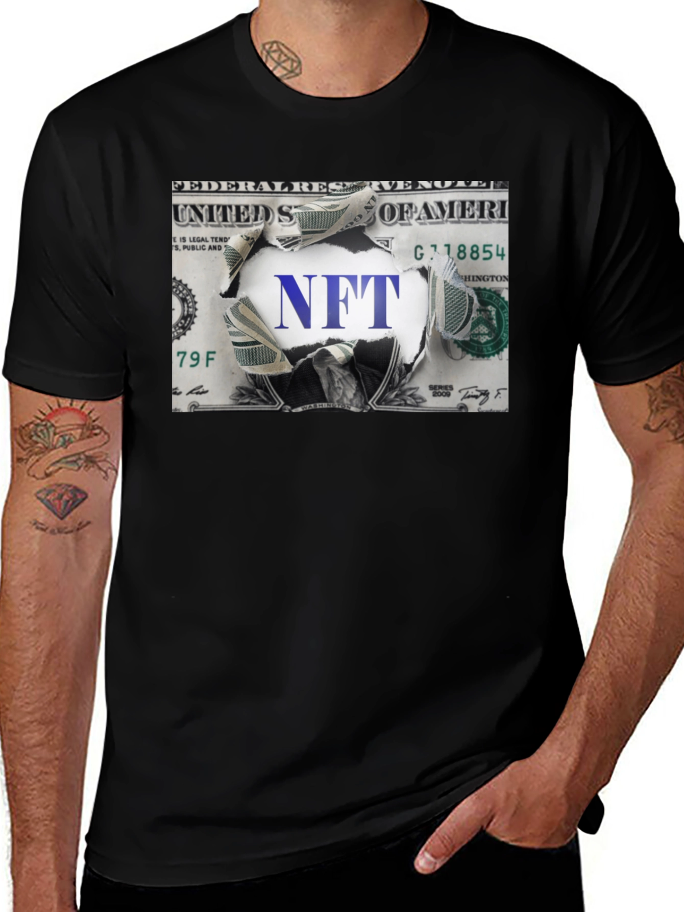 NFT Dollar Bill Graphic Tee - Crypto Currency T-Shirt