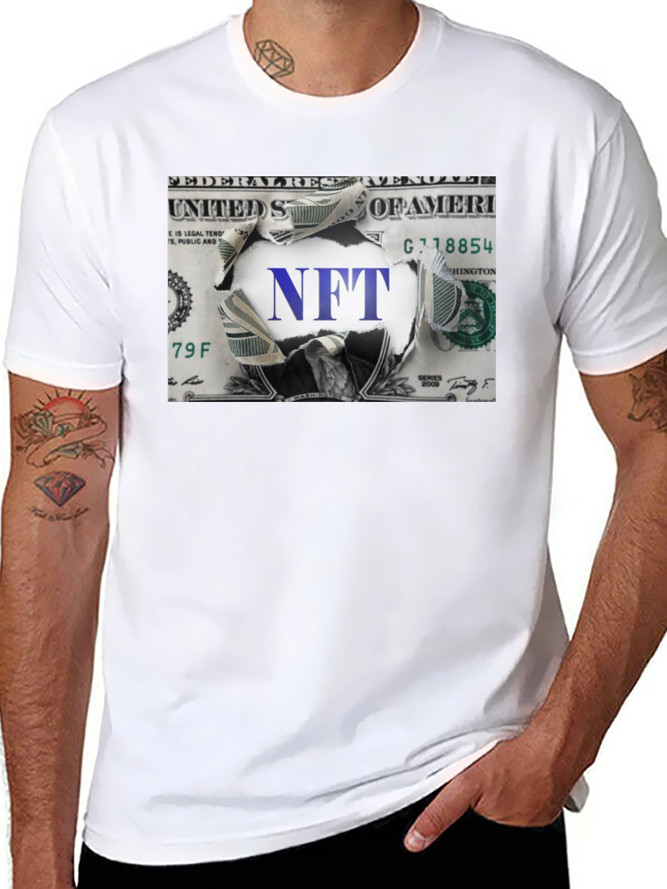 NFT Dollar Bill Graphic Tee - Crypto Currency T-Shirt