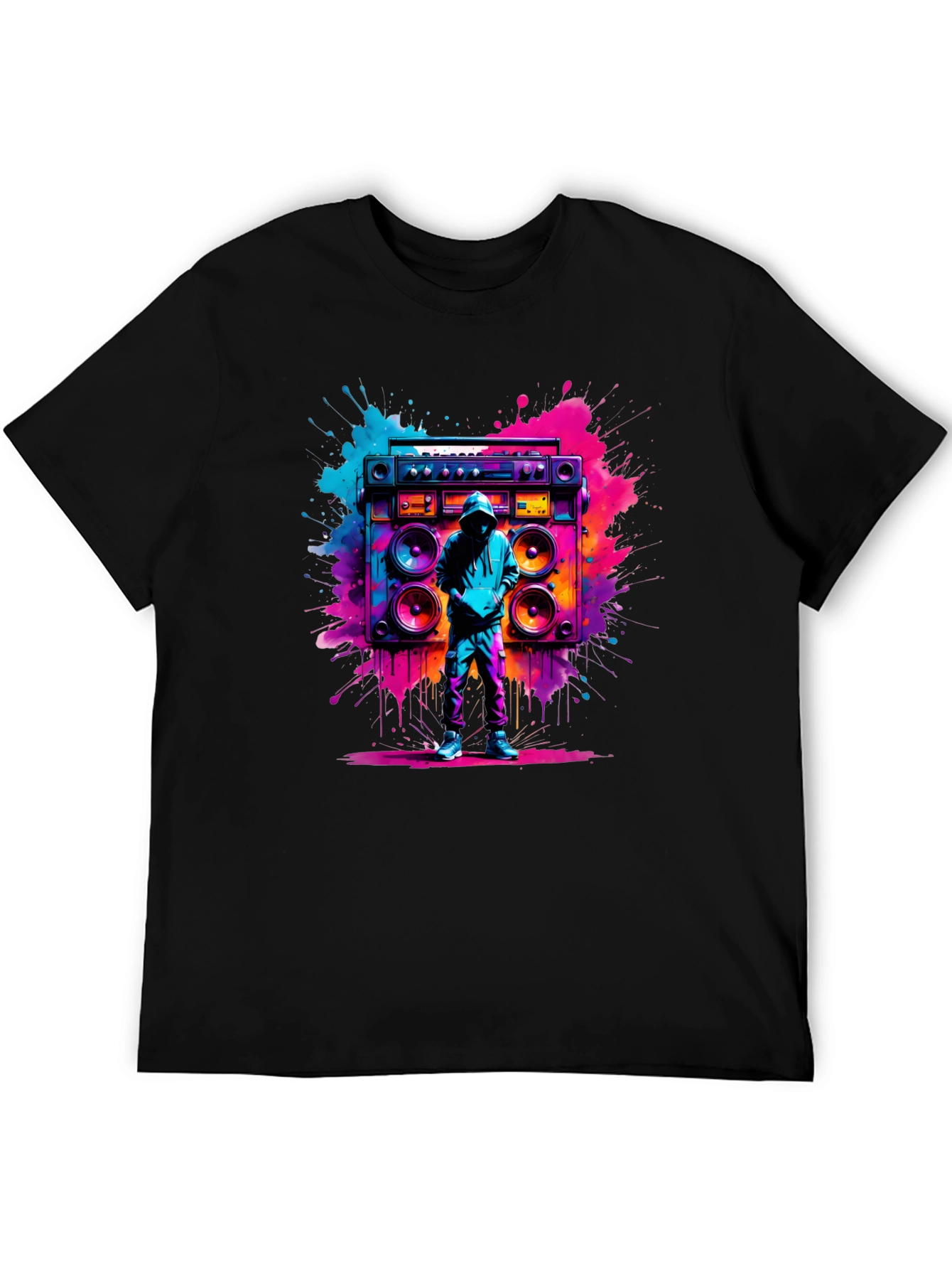 Retro Boombox Graphic T-Shirt - Vivid Street Style Tee
