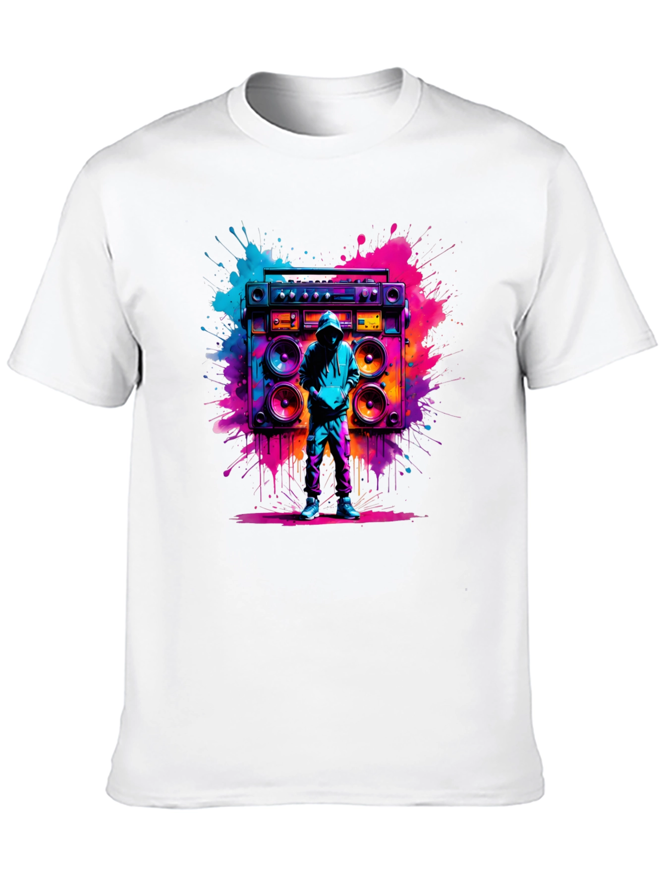 Retro Boombox Graphic T-Shirt - Vivid Street Style Tee
