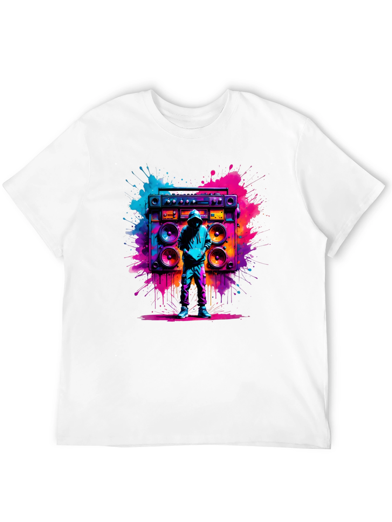 Retro Boombox Graphic T-Shirt - Vivid Street Style Tee