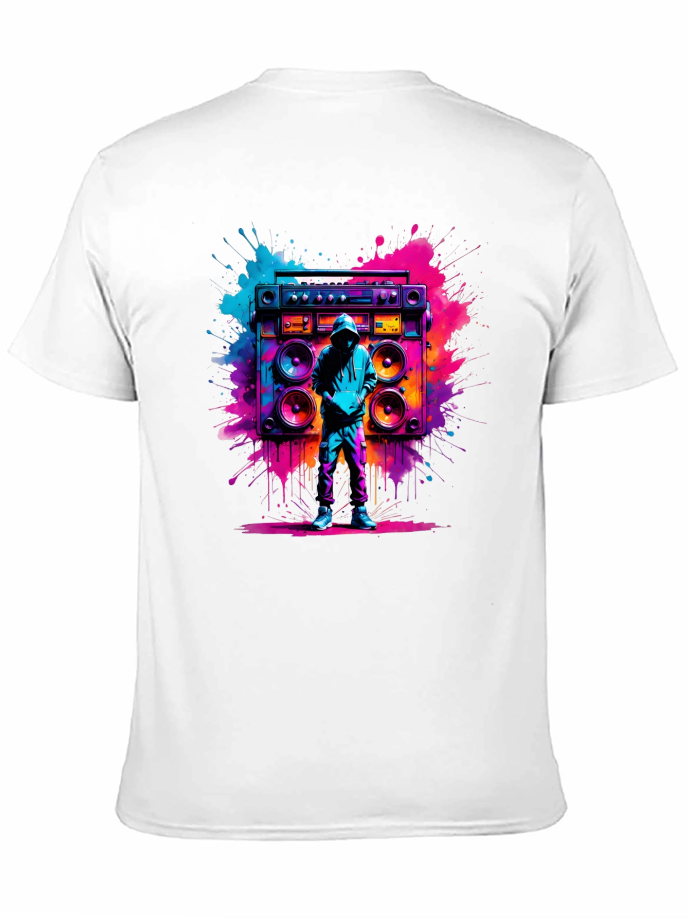 Retro Boombox Graphic T-Shirt - Vivid Street Style Tee