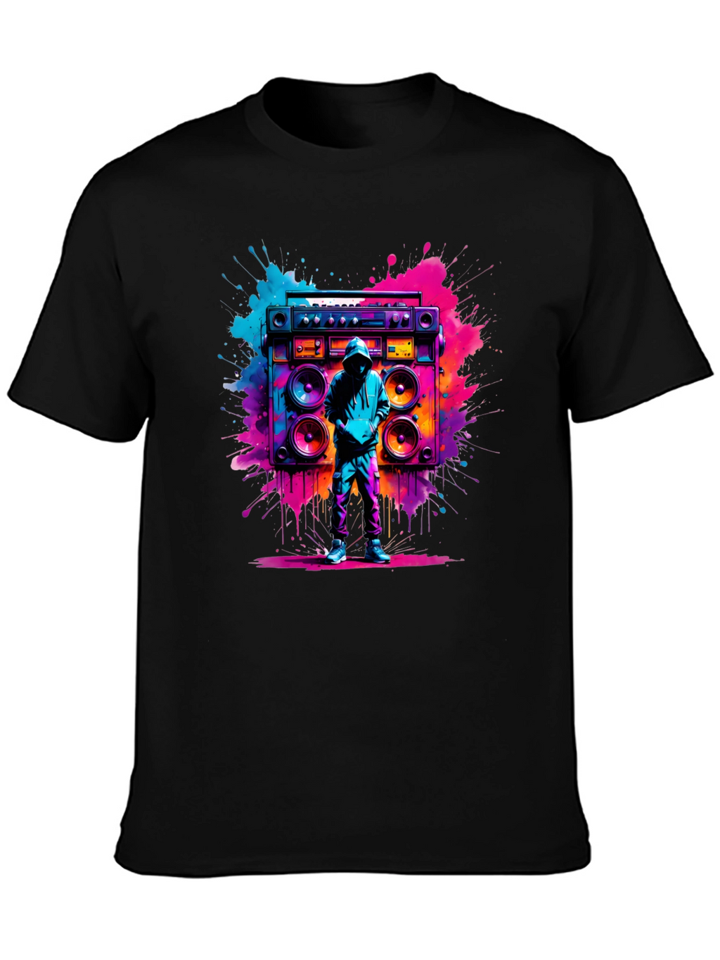 Retro Boombox Graphic T-Shirt - Vivid Street Style Tee